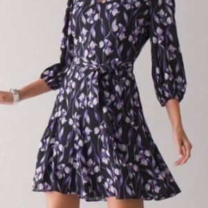 White House Black Market Black and Purple Floral Dress